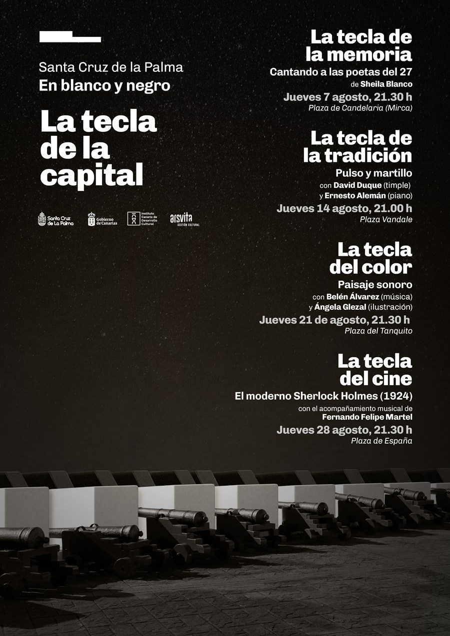 Foto cartel Santa Cruz de La Palma en blanco y negro