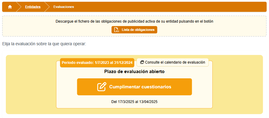 Pantalla evaluaciones T-Canaria 2.0